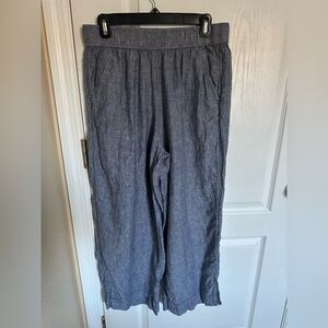 Sigrid Olsen 100% Linen Pull-On Pants • Size Large • Blue Gray, Relaxed Fit